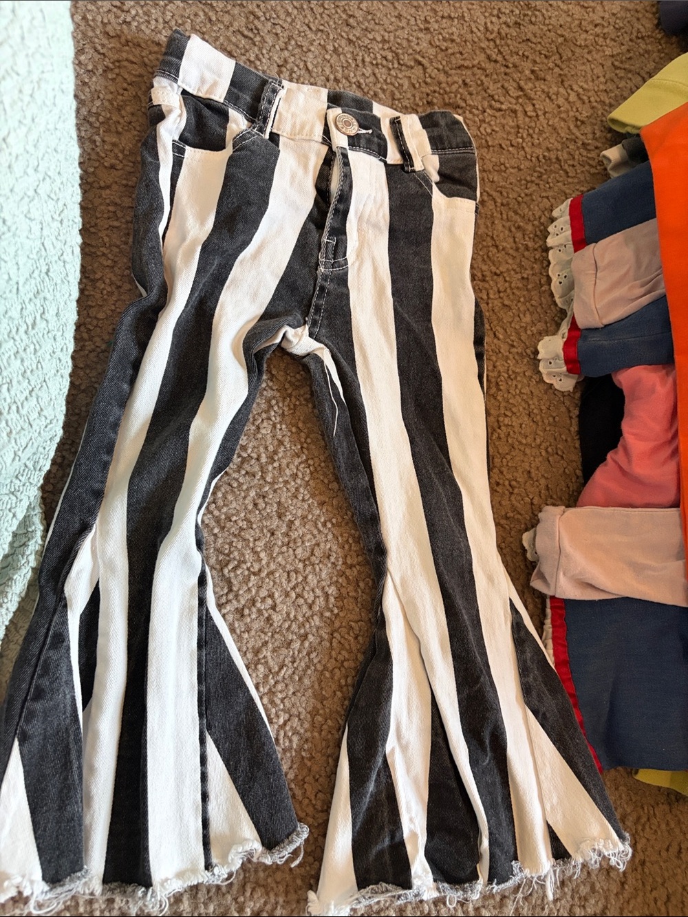 Black & White Striped Flare Jeans 2t
